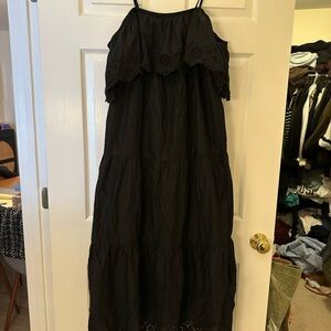 Black Off The Shoulder Tiered Dress